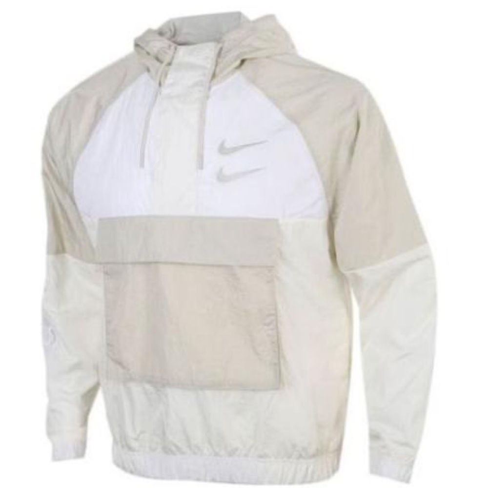 NIKE sXL men’s ’SWOOSH’1/4 zip lined pullover-LOOKS NEW-hood-side/center pockets